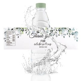 URROMA 50 Pcs Waterproof Wedding Bridal Shower Bottle Wraps,Greenery Water Bottle Labels Stickers Engagement Party Favors Decorations Supplies