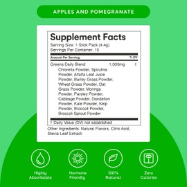 MIXHERS Hergreens - Greens & Veggie Powder - Made from Whole Foods - with Digestive Enzymes & Kale - Nutrition Designed for Women - Support Heart & Liver - 15 Drink Packets - Apples & Pomegranate