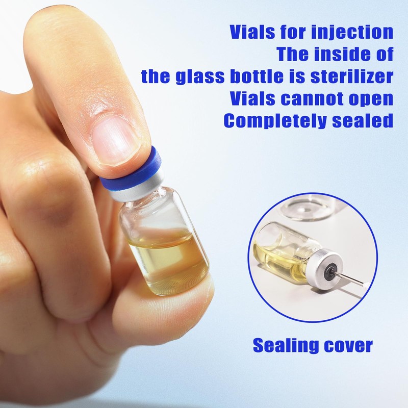 COTOM 5ml Glass Vials Sterile Empty Vials with Caps and