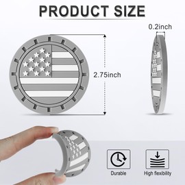 JUSTTOP Car Cup Holder Coaster,American Flag Non-Slip Insert Car Cup Coaster,Car Accessories Interior for Women and Man,4 Pack Gray