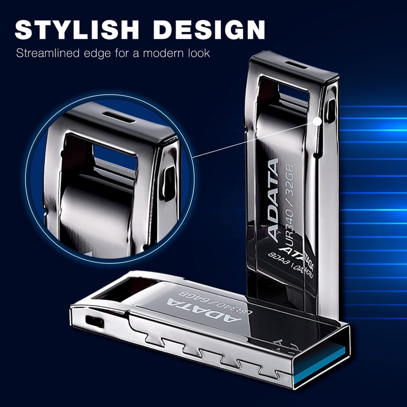 ADATA Memoria USB UR340, 64GB, USB 3.2, Lectura 100 MB/s,