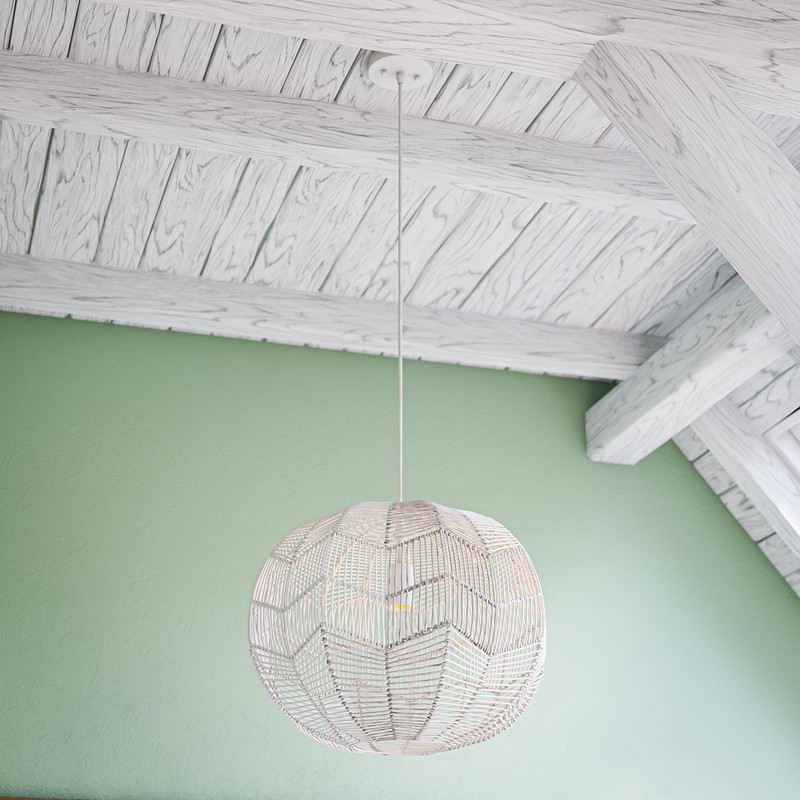 Kenroy Home 94149WH Snaggle 1 Light Rattan Pendants, Large, White