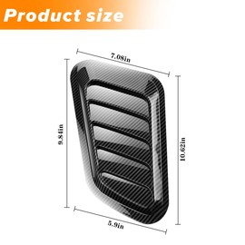 TSUGAMI 2PCS Car Hood Vents, Automotive Scoop Bonnet Air Vents Engine Hood Kit, Vehicle Exterior Decorative Air Flow Intake Trim Cover Accessories, Universal for RV, SUV, Truck (Carbon Fiber)