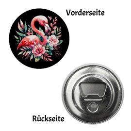 Pink Flamingo Magnet with Bottle Opener Round Pink Flamingo Magnet with Bottle Opener Round Stylish Bird with Long Legs Feathers Beak Standing in Water