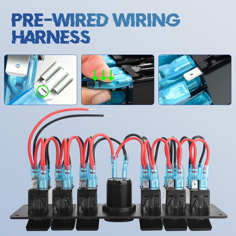 Rocker Switch Panel, GLOBLED Universal 6 Gang Switch Box with