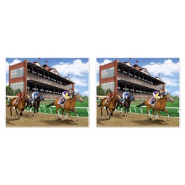 Beistle 53605 Horse Racing Insta-Mural Photo Op 2 Piece Derby Day Decorations, Sports Party Supplies, Wall Décor, 5' x 6', Multicolored