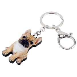 BONSNY Acrylic French Bulldog Keychains Key Ring Car Purse Bags Pets Lover Charms Gifts