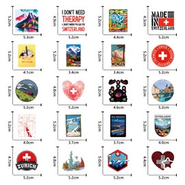 64Pcs Switzerland Stickers Pack, Cartoon Cute Vinyl Waterproof Decals for Water Bottle,Laptop,Phone,Skateboard,Scrapbooking,Bumper Gifts for Kids Teens Adults Fans for Party Supply