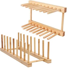 EHERDM 2PCS Wood Vinyl Record Storage Holders Vinyl Display Stand Holds up to 20 Albums LP's Magazine Organizers Multifunctional Storage Rack for Home Office for 12" or 7"