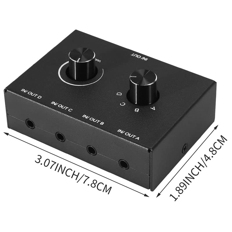4 Port Audio Switch, 3.5mm Audio Switcher, Stereo AUX Audio