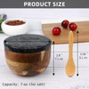 HESHIBI Wooden Salt Cellar Box with Marble Lid & Spoon,
