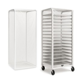 tiscover Bun Rack Cover – Transparent PVC with 4 Sided Zippers – Universal 20 Tier Sheet Pan & Speed Rack Cover – Heavy Duty, Waterproof & Dustproof Bread rack cover Bakery Rack Cover
