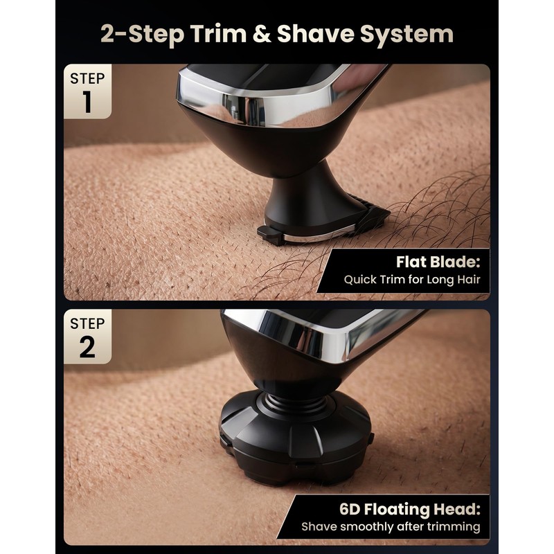 Electric Back Shaver for Men w/Long Handle, 6D Body Shaver