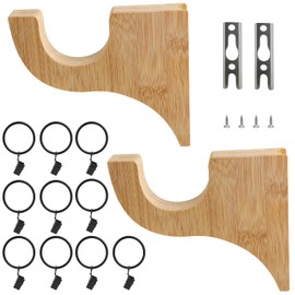 2 Pack Wooden Curtain Rod Brackets Multipurpose Curtain Rod Holders