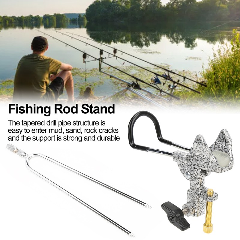 Stainless Steel Fishing Rod Holder 360° Rotatable Adjustable Ground Insert