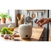 Ceramic Garlic Keeper,Garlic Storage with Lid,Garlic Holder,Beige,Small