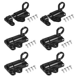 M METERXITY 6-Pack Self-Closing Latch Aluminum Alloy Automatic Window Sliding Latches with Screws Pull Ring Spring Load Door Lock for Door/Window/Toilet/Fence/Drawer [Black]