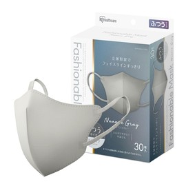 [アイリスオーヤマ] 立体型マスク 30枚入 不織布 ふつうサイズ ニュアンスグレー カラー FASHIONABLE MASK RN-FA30SXH