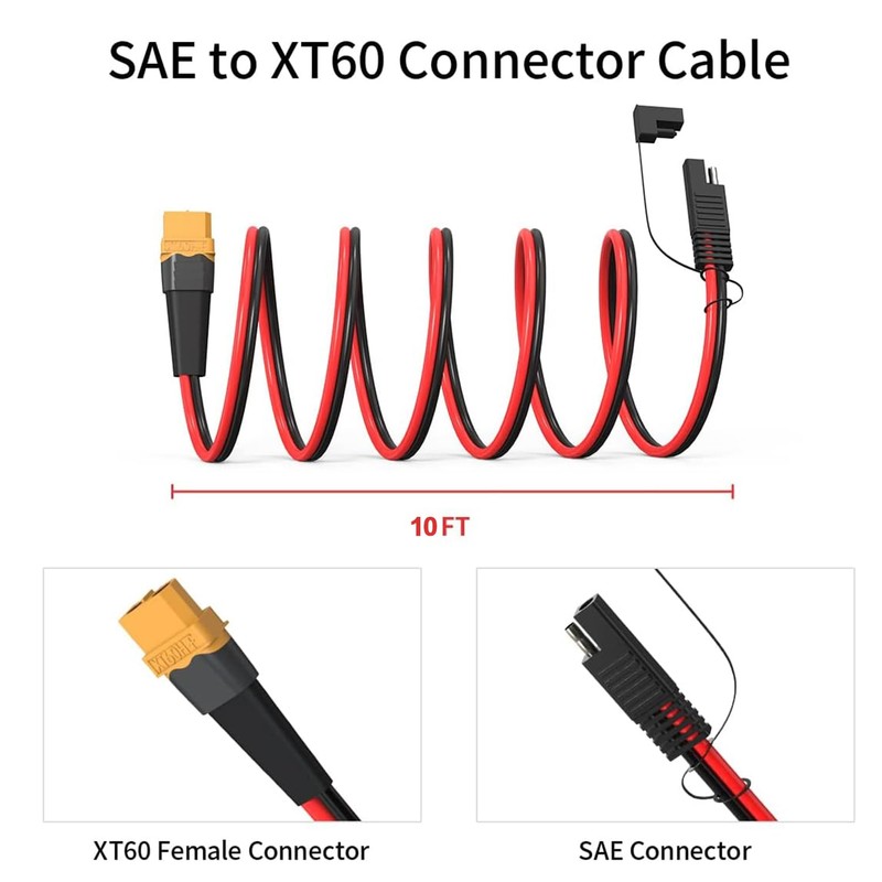 ELFCULB 10AWG XT60 to SAE Connector Extension Cable with SAE