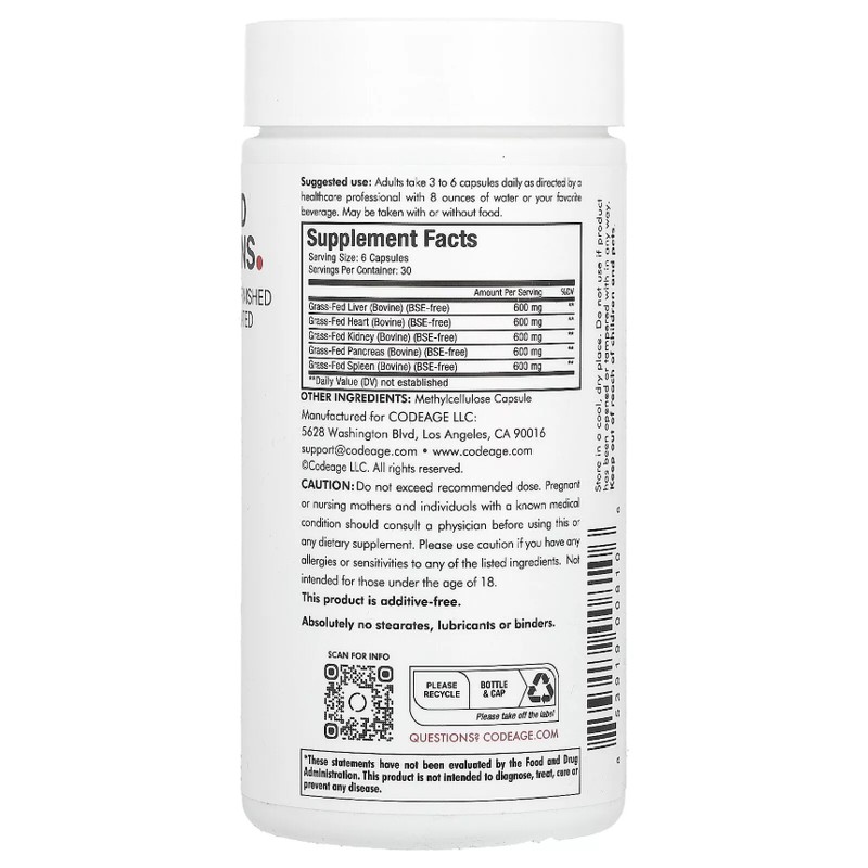 Grass-Fed Beef Organs, 180 Capsules