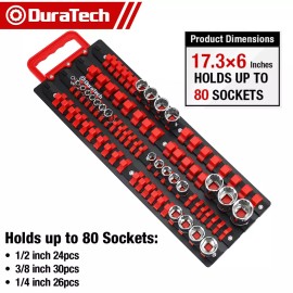DURATECH 80-Piece Portable Socket Organizer 1/4", 3/8", 1/2" Drive with Handle