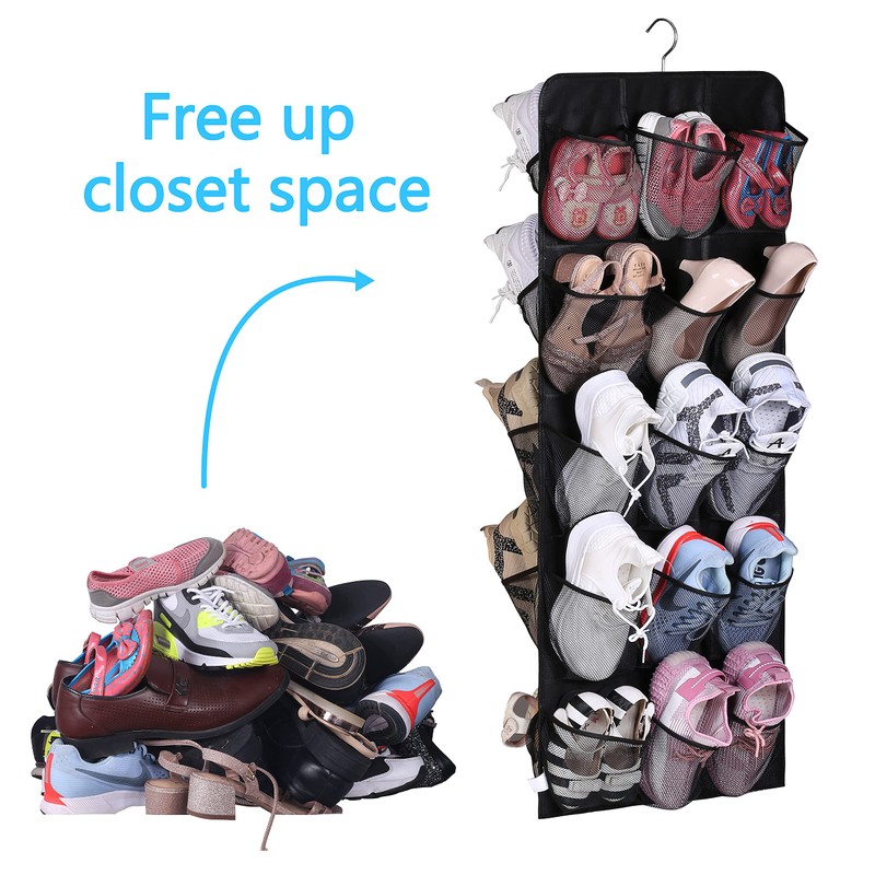 MISSLO 30 Large Pockets Dual Sided Hanging Shoe Rack for