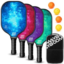 Mayboom Pickleball Paddles Set of 2 or 4, USAPA Approved Pickleball Paddles Set with 4 Pickleball Balls and Pickleball Carry Bag, Fiberglass Pickle Ball Rackets 2 Pack for Beginners(4colors)