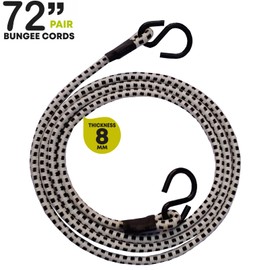 6FT/1.8m Long Heavy Duty Elastic Bungee Straps, 72-Inch Long Luggage Rope Tie Downs Cable Bungee Cords with Hooks for Camping, Tarps, Bike,Cars,Roof Racks,Tent Transport Locking (72-Inch, 1)