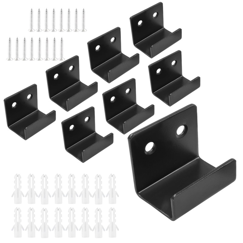 Black Tile Wall Mount Bracket, 8 Pcs, Inner Width 25mm