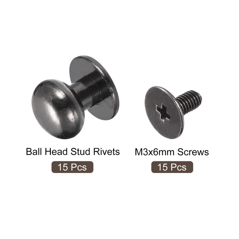 sourcing map 9 mm Ball Head Bolt Rivets Screws Back