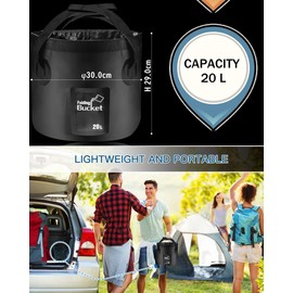 Folding Water Bucket, 20L Collapsible Bucket Portable Lightweight Foldable Bucket for Camping Traveling Picnic Hiking Fishing Boating Gardening Car Washing