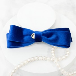 Burnaby Royal Velvet Blue Ribbon Hairpin Pin Option / 버나비 로얄 벨벳 블루 리본 헤어핀 핀 옵션