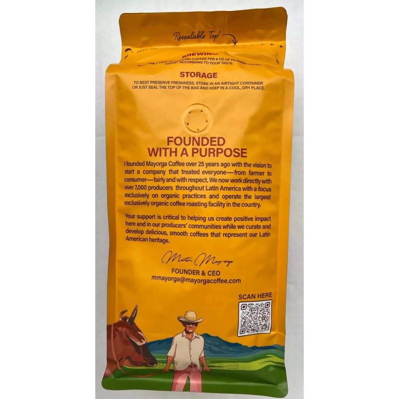 Mayorga USDA Organic Coffee Cafe Arabica Dark Roast Whole Bean,