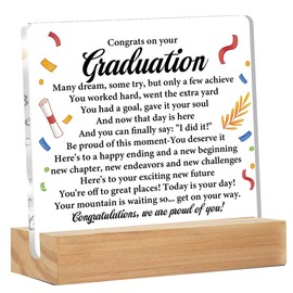 Graduation Gifts for Her Him Girls Boys Congratulations Gifts from Parents Grandparents Friends to College High School Master Graduates Acrylic Sign Decoration Gift 4 x 4 Inches
