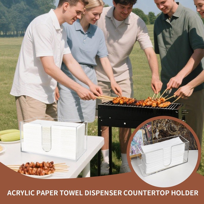 Acrylic Paper Towel Holder Countertop, 5mm Thick Clear C-Fold Z-Fold