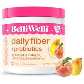 BelliWelli Fiber Supplement for Women & Men – Premium Daily Fiber Powder from Organic Acacia with Added Collagen, Electrolytes & Probiotics – No Bloat