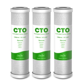 SimPure 5 Micron 10" x 2.5" Whole House Carbon Sediment Water Filter Cartridge Replacement for Home Under-Sink & Countertop Filtration System,10 inch RO Unit, Dupont WFPFC8002, FXWTC, SCWH-5 (3 Pack)