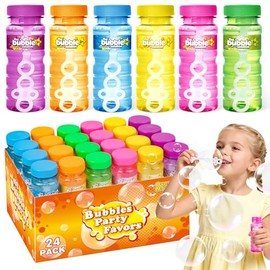 AuroTops 24 PCS Bubble Bottles with Wand Assortment for Kids,Bubble Solution Summer Toys for Kids Bubbles Party Favors,Birthday Party Supplies,Blow Bubbles in Bulk,Indoor & Outdoor Activities,6 Colors