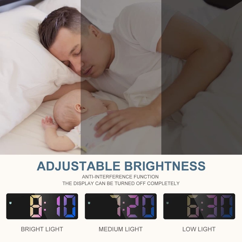 Ankilo Upgraded Digital Alarm Clock, LED Clock for Bedroom, Electronic