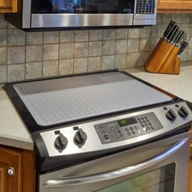 Silicone Stove Mat for Glass Stove Top, Glass Cooktop Protector, XL Dish Drying Mats For Kitchen, Range Covers for Electric Stove Parnoo (Gray, 28x20)