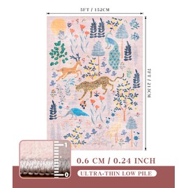 chakme Animal Rug 5x7FT Pink Tiger Area Rug Non Slip Soft Jungle Rug, Modern Washable Stain Resistant, Low Pile, Rectangular, Indoor, Home Decor, Living Room, Bedroom, Nursery