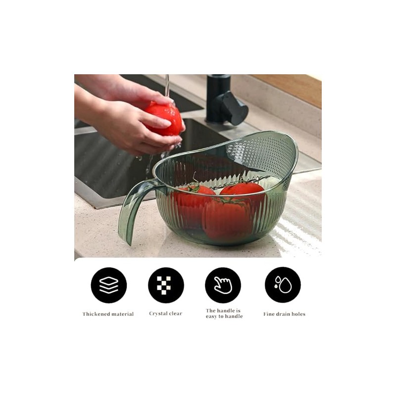 Rice Washing Bowl with Drain Holes - Large Capacity Strainer