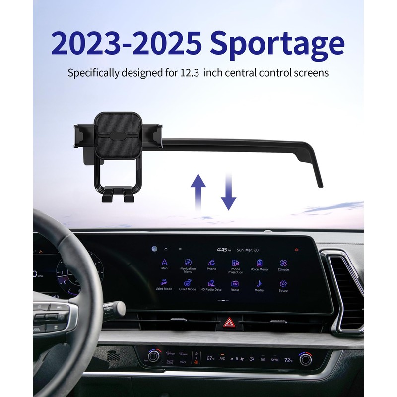 Auto Clamp Car Phone Holder for Kia Sportage 2023-2025, 12.3"