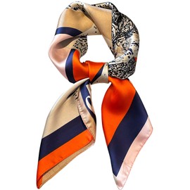 kcctoo 27.5" Mulberry Silk Feeling Head Scarf Women's Fashion Square Neck Satin Scarfs for Bag Hair Scarves Gift