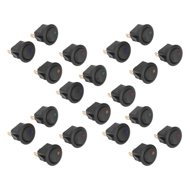 20Pcs 12V Round Rocker Switch LED Light 3 Pin 2