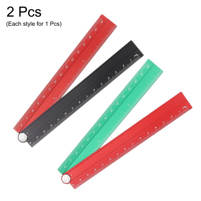 sourcing map 2pcs Folding Straight Ruler 30cm Metric Aluminum Alloy