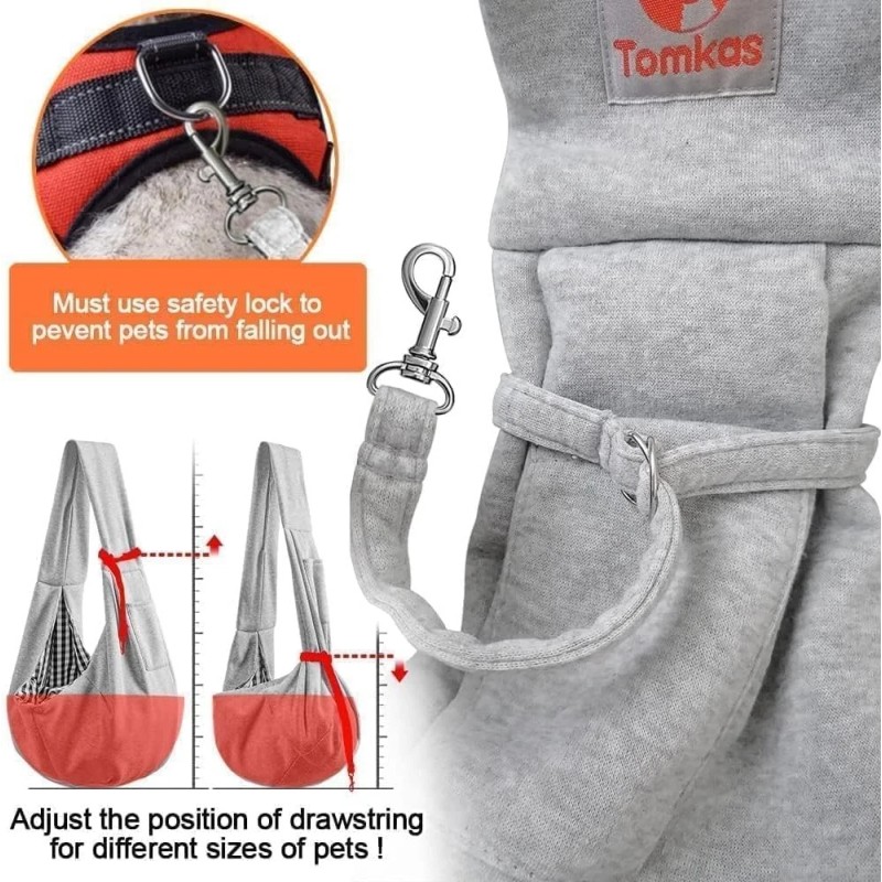 TOMKAS Small Dog Sling Carrier Classic Pocket & Classic Strap