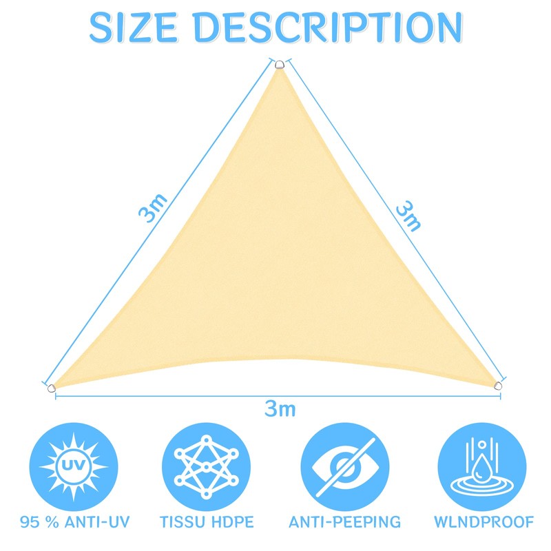 Triangular Waterproof Awning 3 x 3 x 3 m Weather