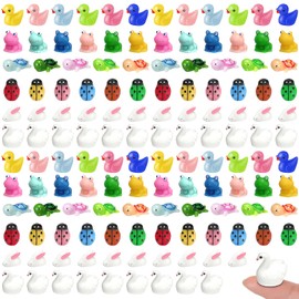 400Pcs Mini Resin Animals, Mini Resin Figures Bulk Tiny Resin Miniature Toys Garden Accessories Mini Stuff for Pranks Hide Crafts Party Favors Gifts Garden(6 Styles)