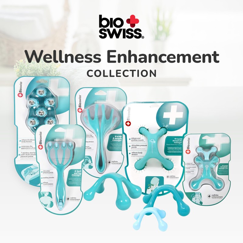 BioSwiss 2-Pack Handheld Full Body Massager, 4-Leg Pressure Point Tool